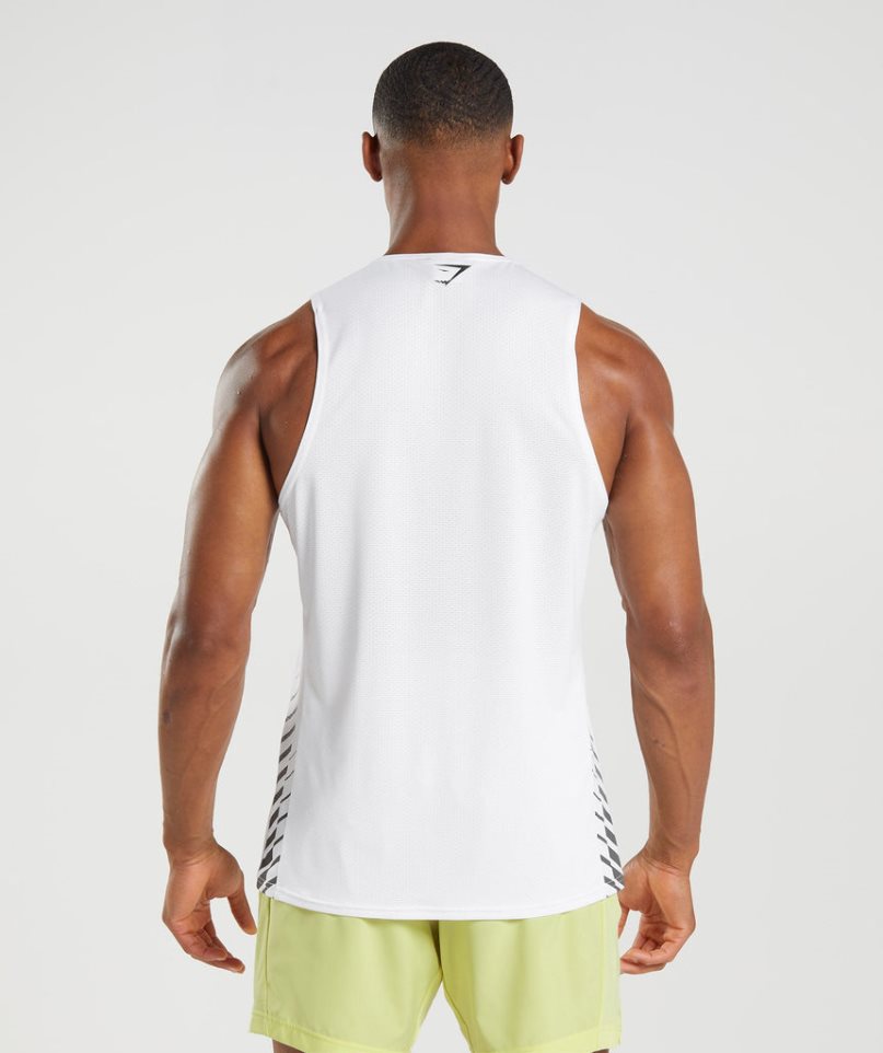 Men's Gymshark Sport Stripe Tanks White | CA DN0713